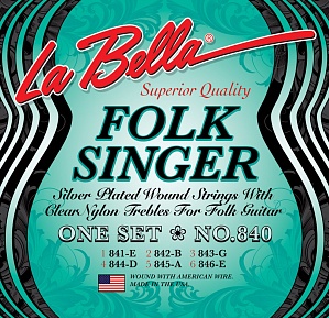 Струны для гитары La Bella 840 Folksinger (USA), наконечник "шарик"