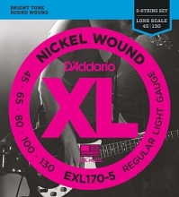 Струны для бас-гитары D'Addario EXL170-5 (USA), 45-130